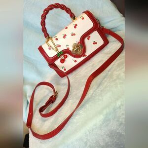 Cherry Print Red and White Women's Bag